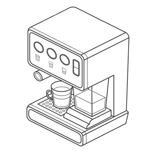 coffee machine with cups. Vector isometric illustration